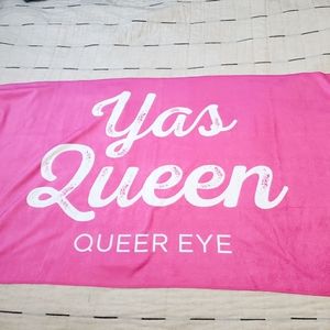 Queer Eye beach towel promotion pink